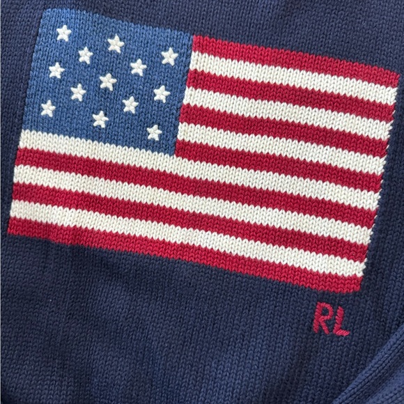 NWOT Unisex Polo Ralph Lauren Navy Flag Crewneck Sweater Size Large - Picture 3 of 6
